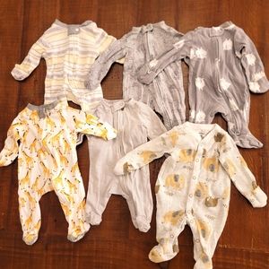 ⭐Newborn Carters Baby Boy Bundle and Burts Bees total Set of 6 Footie Pajamas